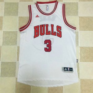 Maillot De Basket Chicago Bulls Dwyane Wade 3 Brode AU Fabric Blanc